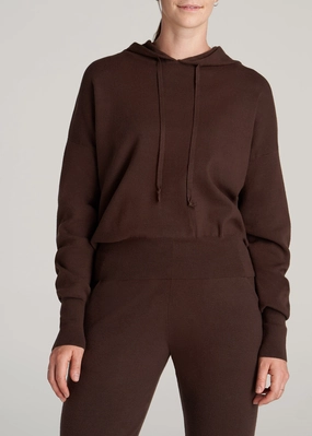 product social responsibility Women's Tall Knit Lounge Hoodie in Chocolate