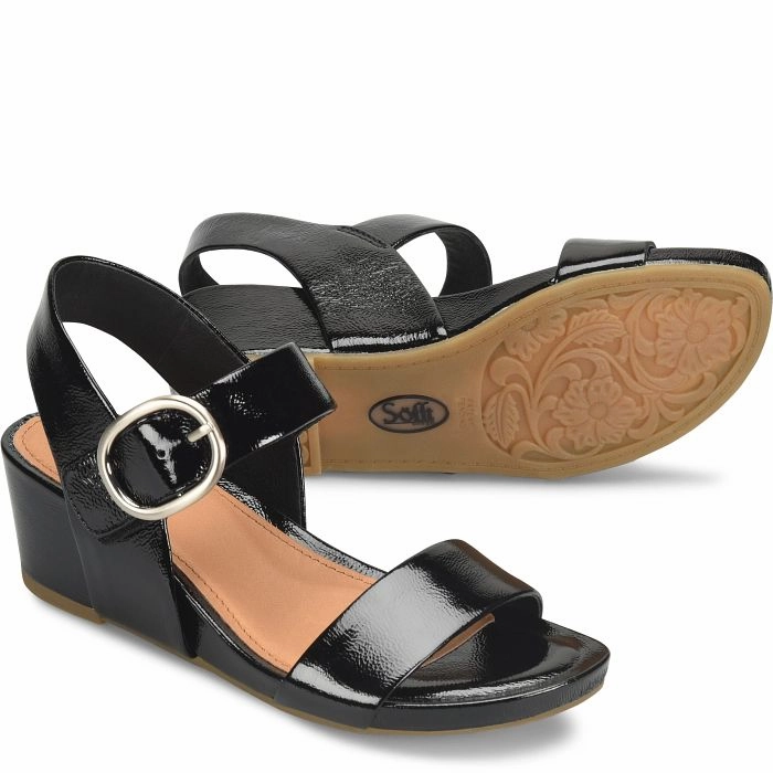 Active Feet Slide Ease Women's Vaya Wedge Sandals - Black Patent