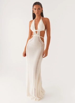 In Motion Cut Out Crochet Maxi Dress - White AntiPillTreatment QuickReleaseClasp