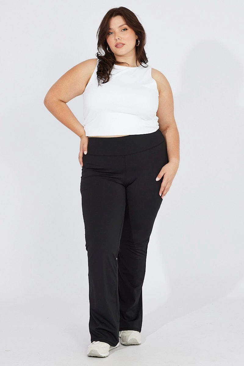 Slim Stretch Black Flare Pant With Leg Split Brushed Stretch Jersey