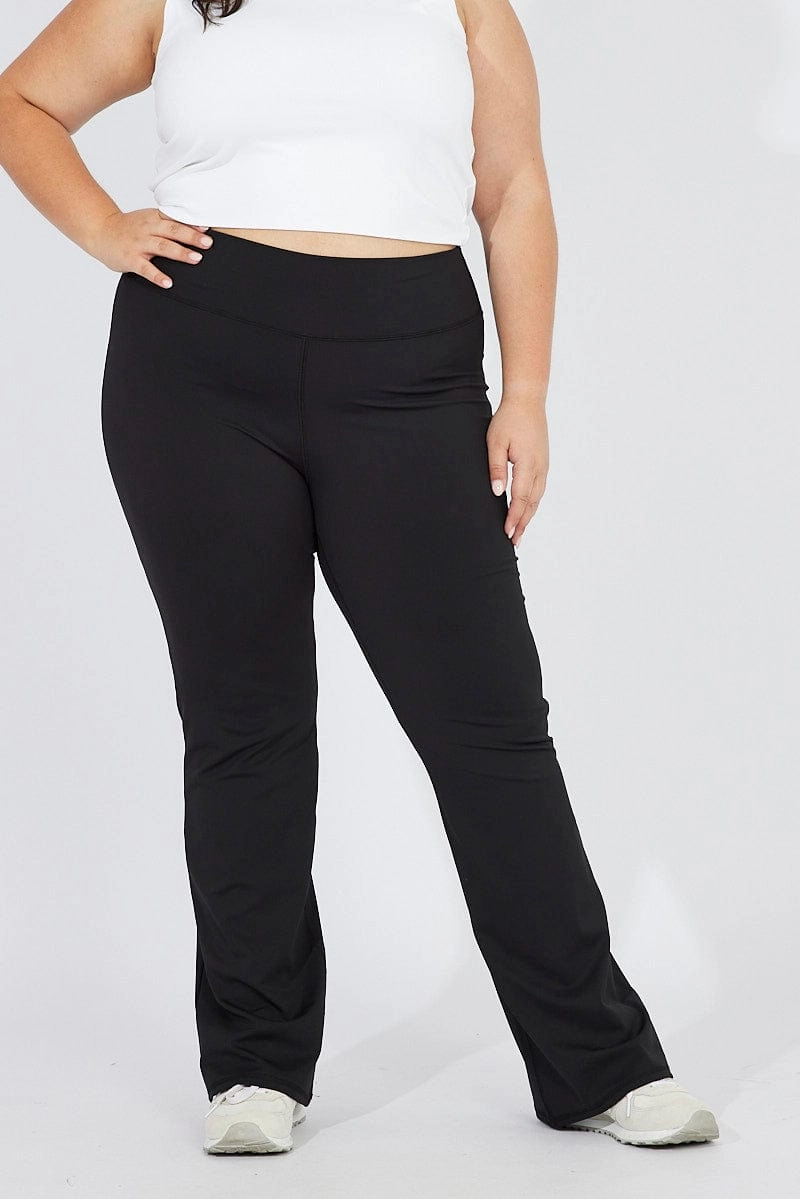 Black Flare Pant With Leg Split Brushed Stretch Jersey Cotton comfort Hygienic Coating