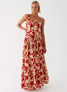 Zinna Linen Maxi Dress - Red Smart Look
