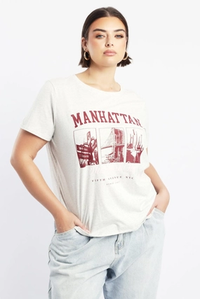 Relaxing Fit Outdoor Smart Grey Graphic T Shirt Short Sleeve Crew Neck