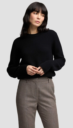 Shrunken Crewneck in Wool Cashmere | Black hook accents