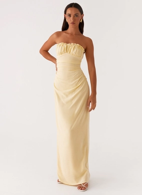 Comfortable Cut Xena Gathered Maxi Dress - Yellow