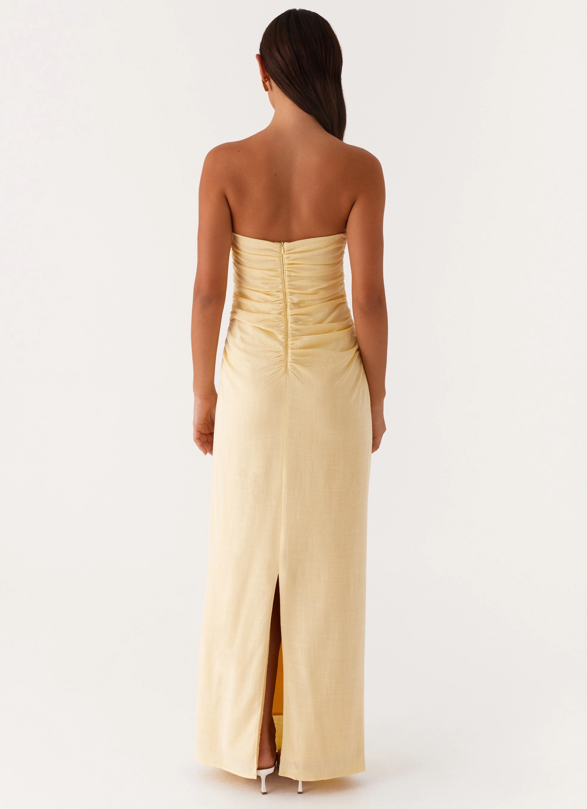 Airy Touch Flattering Style Xena Gathered Maxi Dress - Yellow