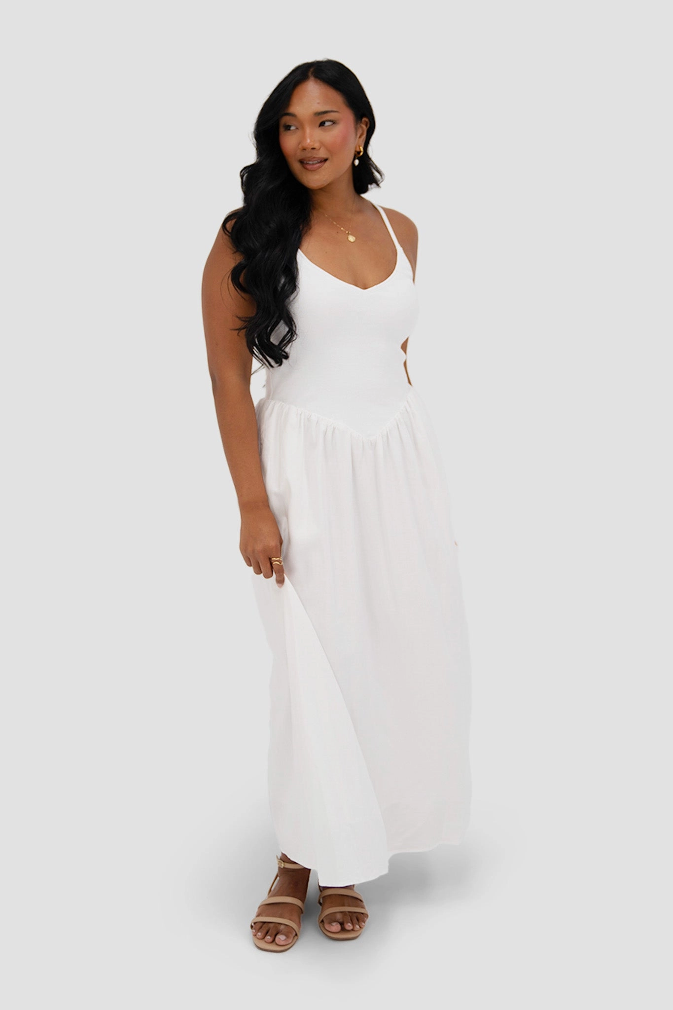 Soft Silhouette Self Power YARA DRESS WHITE