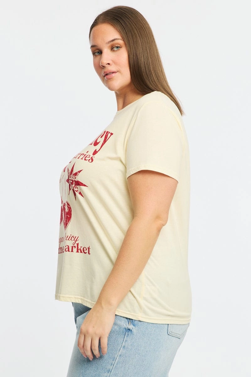 Yellow Graphic T-shirt Short Sleeve Crew Neck AntiBacterialTreatment