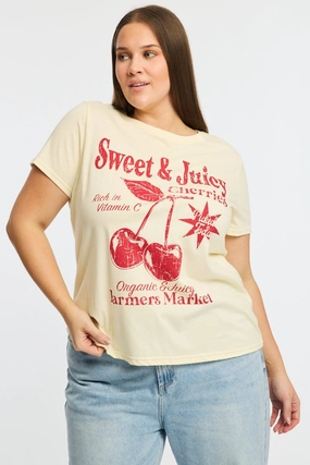 Yellow Graphic T-shirt Short Sleeve Crew Neck Relaxing Fit