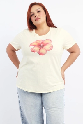 Yellow Graphic T-shirt Short Sleeve Crew Neck FunctionalPockets Printed design