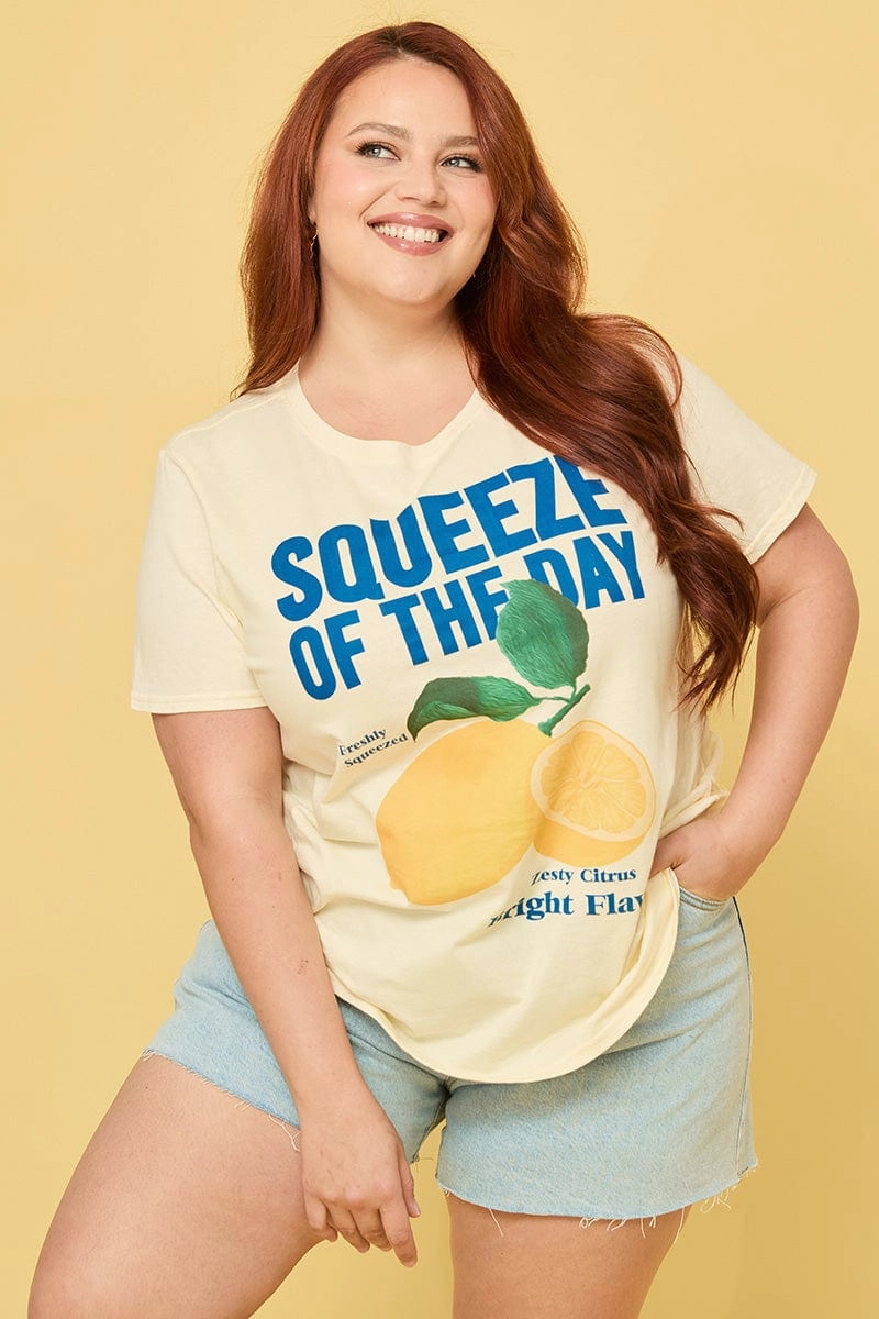 EasyCare Fabric Minimalist Look Yellow Graphic T Shirt Short Sleeve Crew Neck