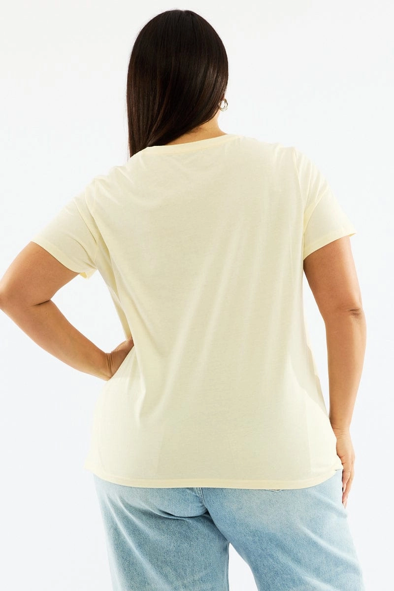 Fashion Must-Have Yellow Graphic T Shirt Short Sleeve Crew Neck