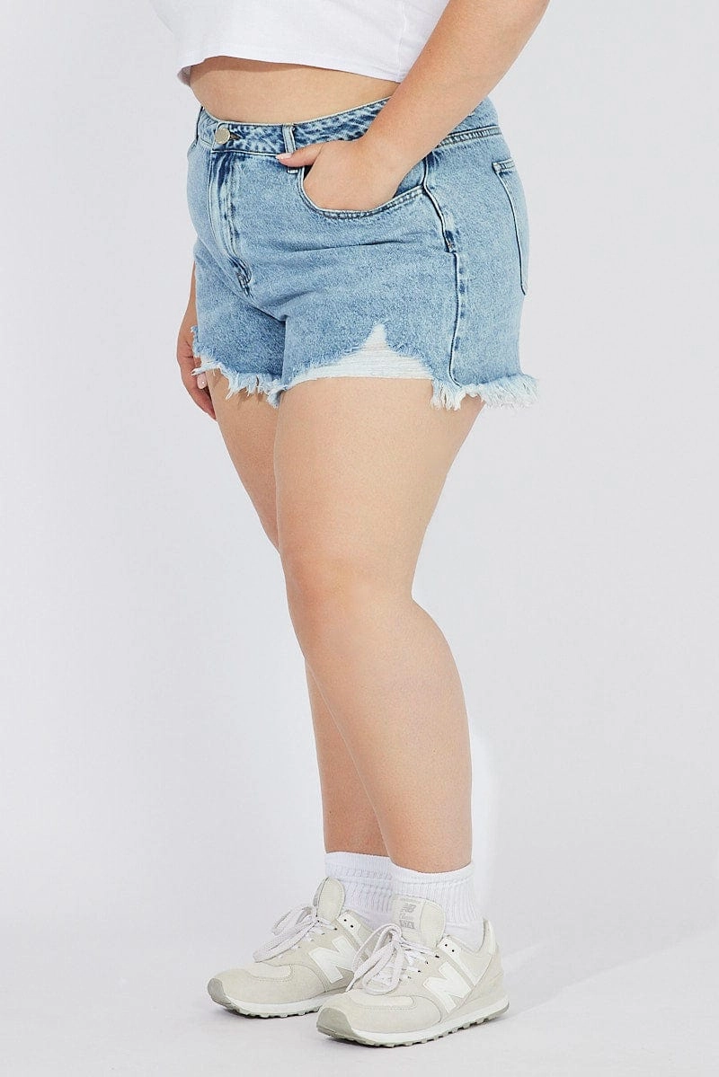 hip look Denim Relaxed Shorts High Rise