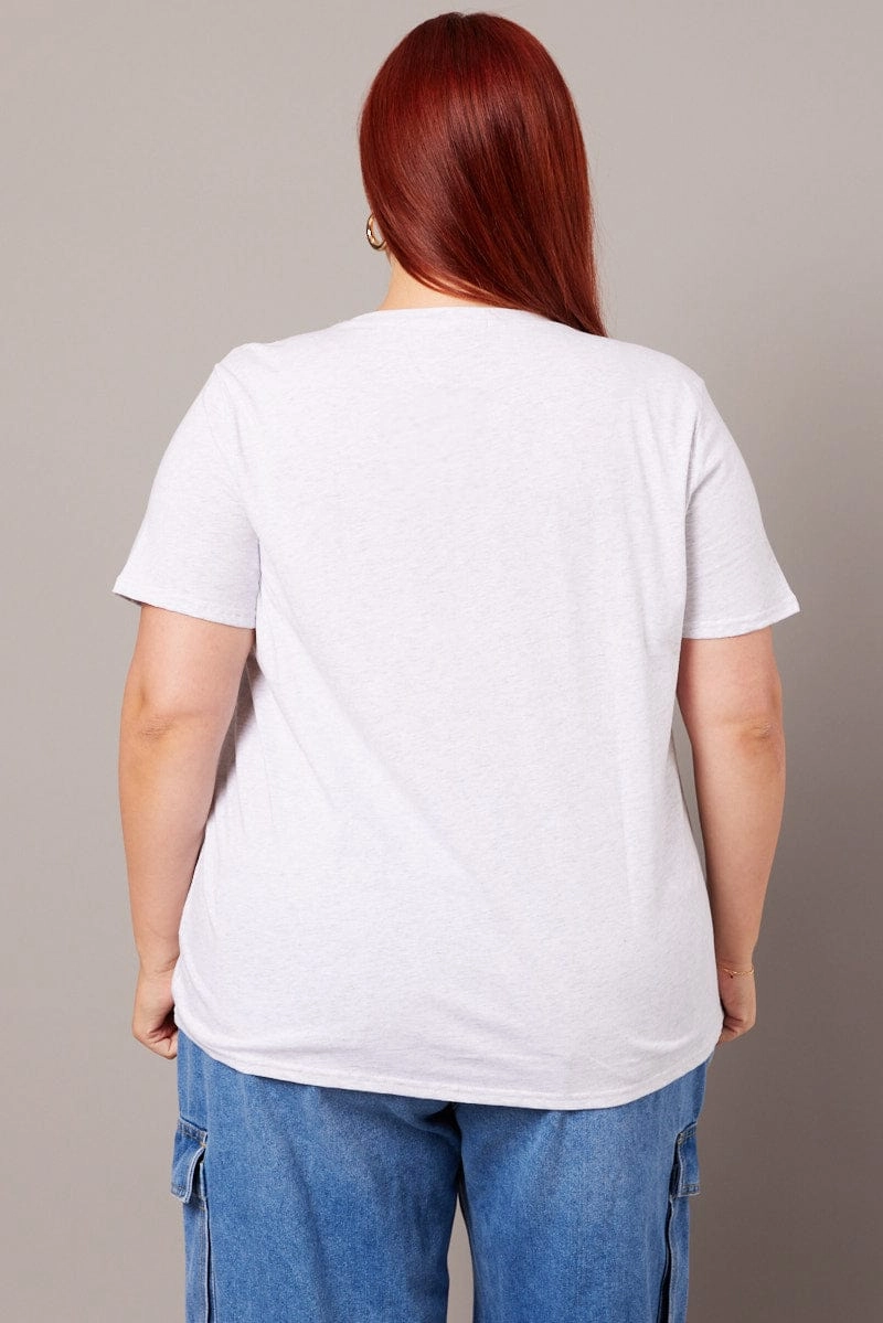 soft look Evergreen Grey Graphic T-shirt Short Sleeve Crew Neck