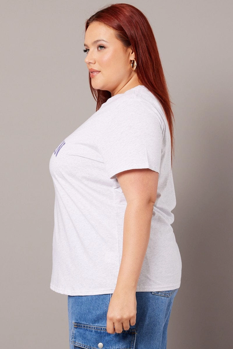 Comfortable Casual Grey Graphic T-shirt Short Sleeve Crew Neck