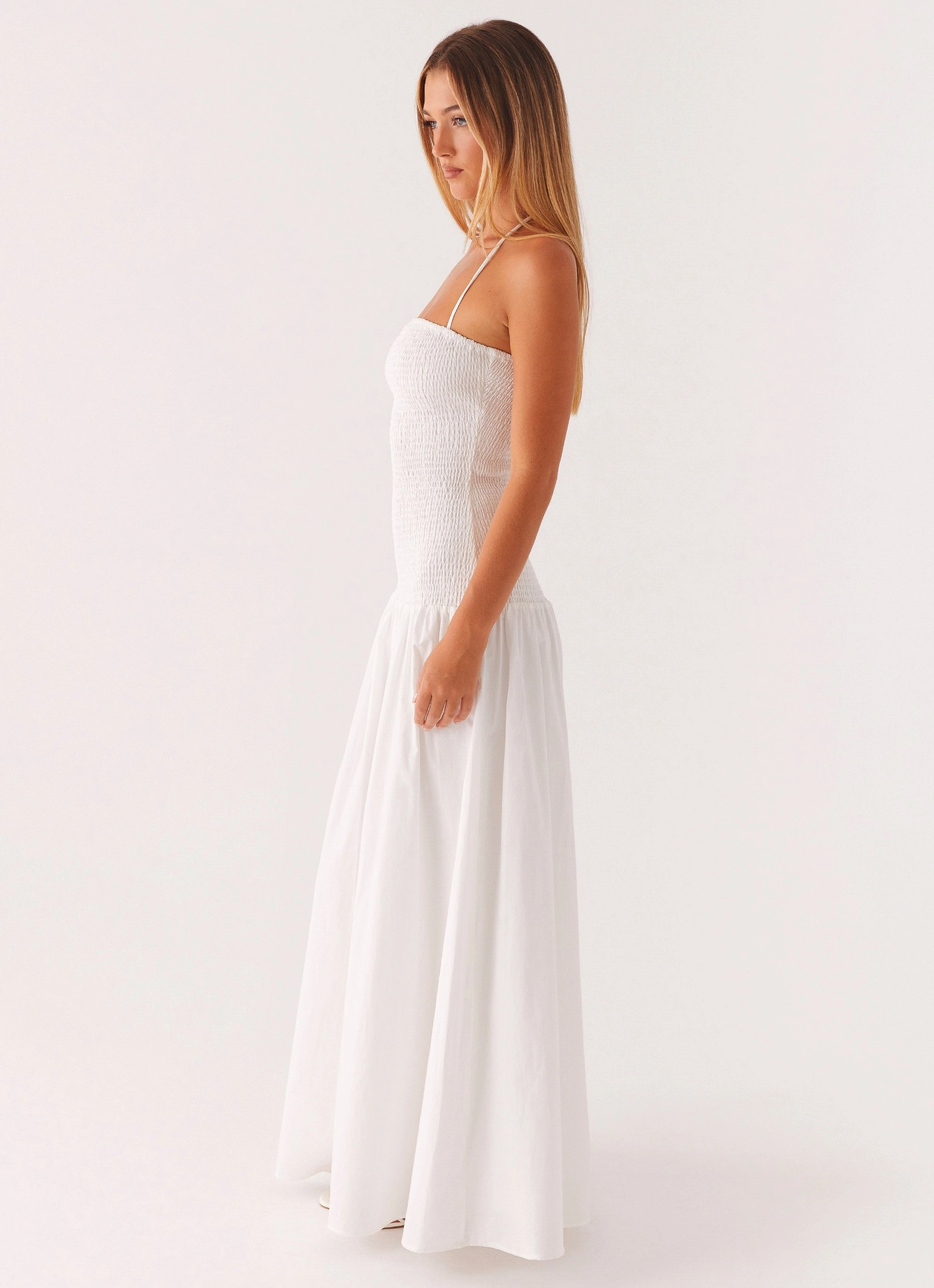 Zahra Maxi Dress - White Built-In-Slip windproof