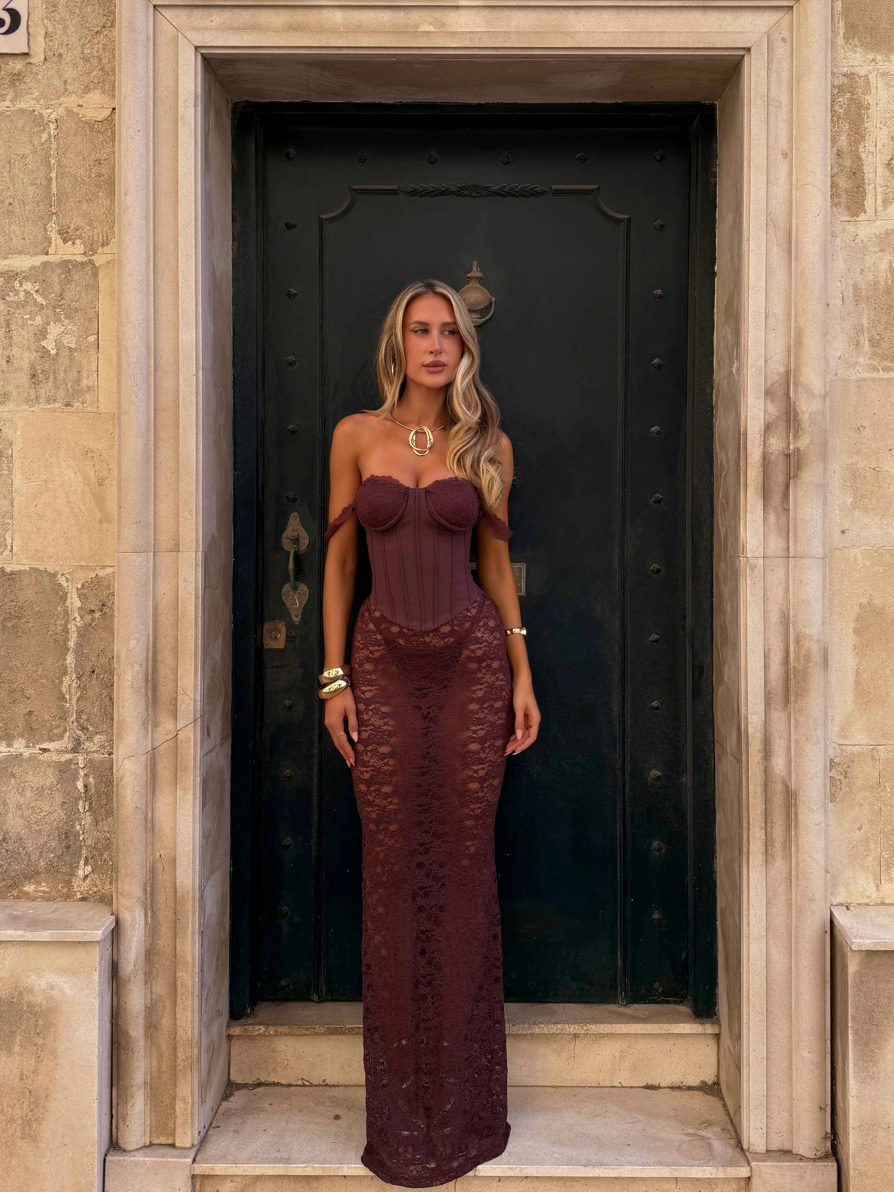 ZANA MAXI DRESS DARK MAUVE Chic Casual Wear