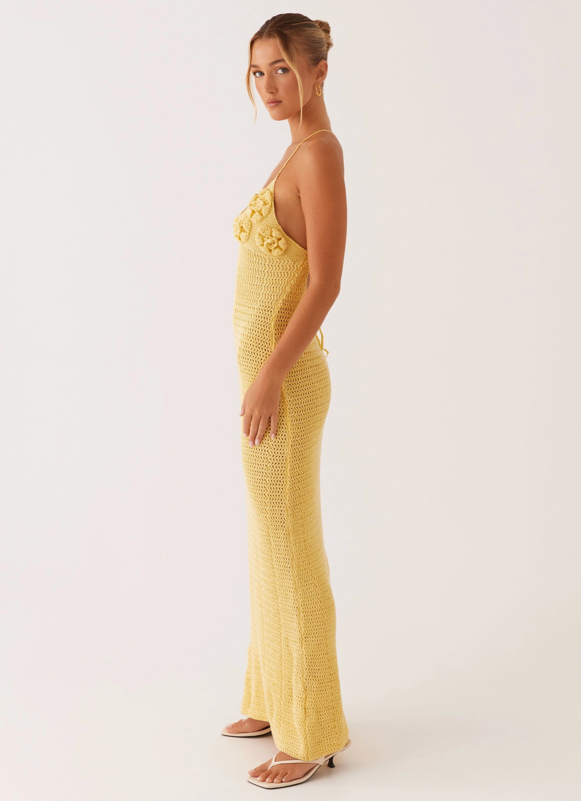 Bold Look Zara Rose Crochet Maxi Dress - Yellow