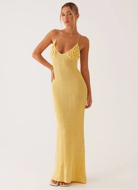 Zara Rose Crochet Maxi Dress - Yellow Chic Layers Family Vibe
