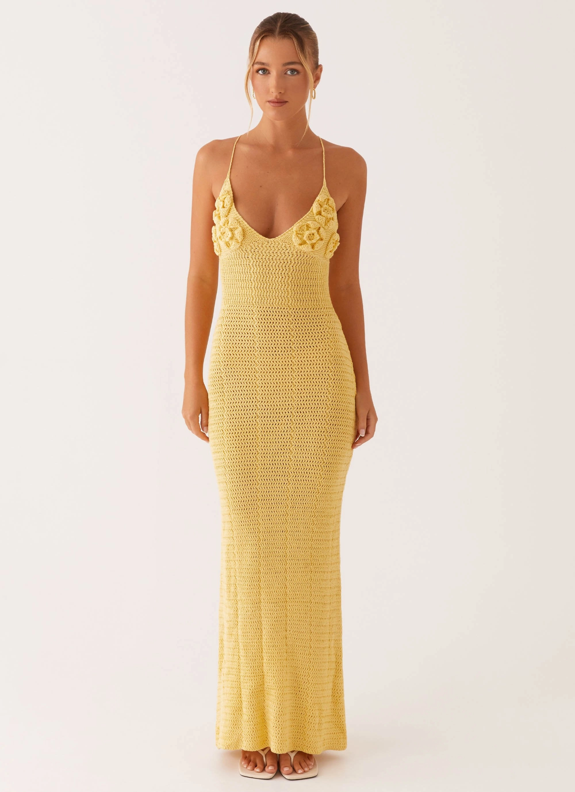 Zara Rose Crochet Maxi Dress - Yellow Daily Mood Light Attitude