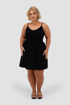 ZAREN MINI DRESS BLACK Ruffle-Detail