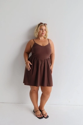 ZAREN MINI DRESS CHOCOLATE Structured-Shape