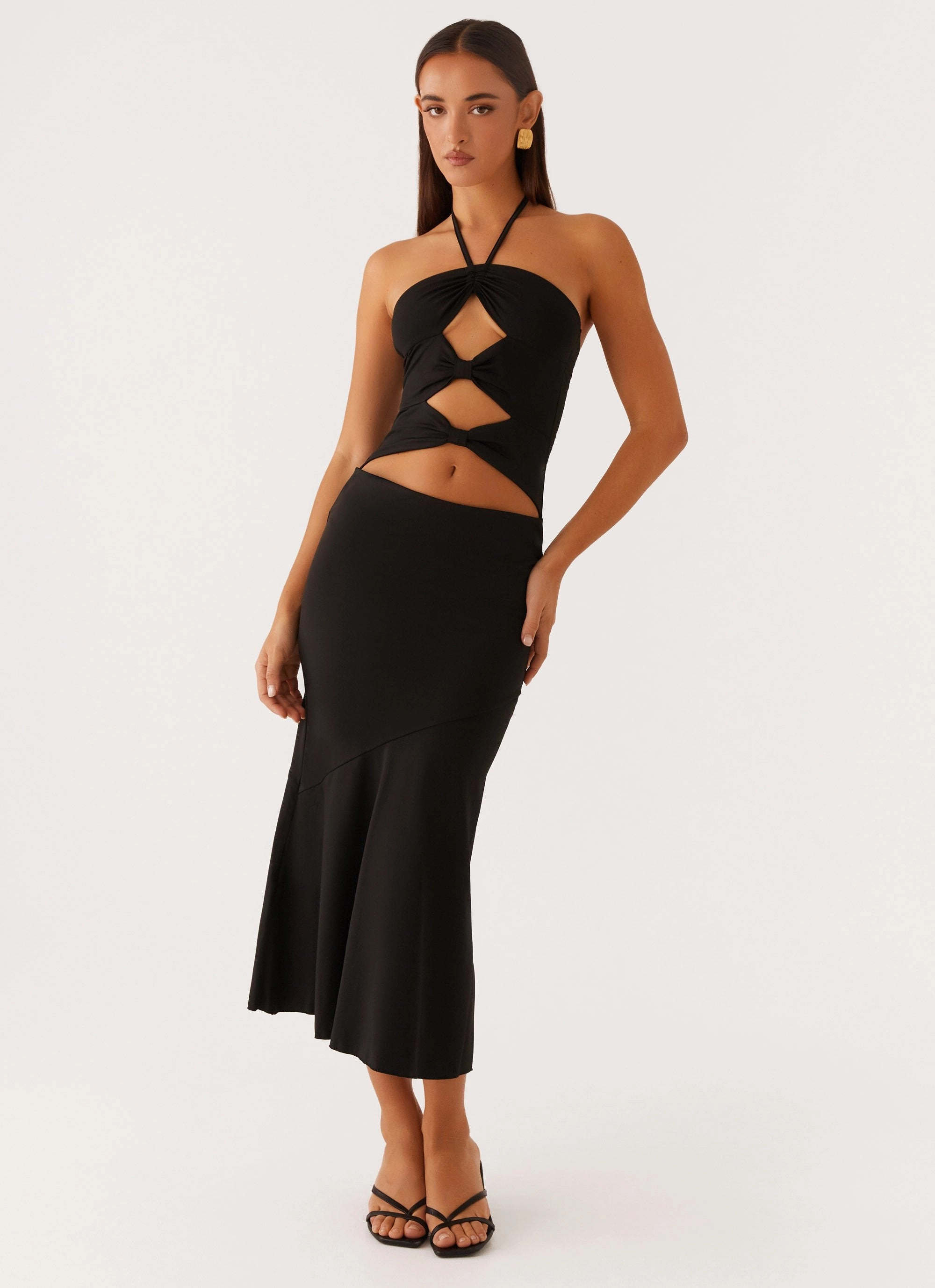 Chill Design Zena Halterneck Midi Dress - Black