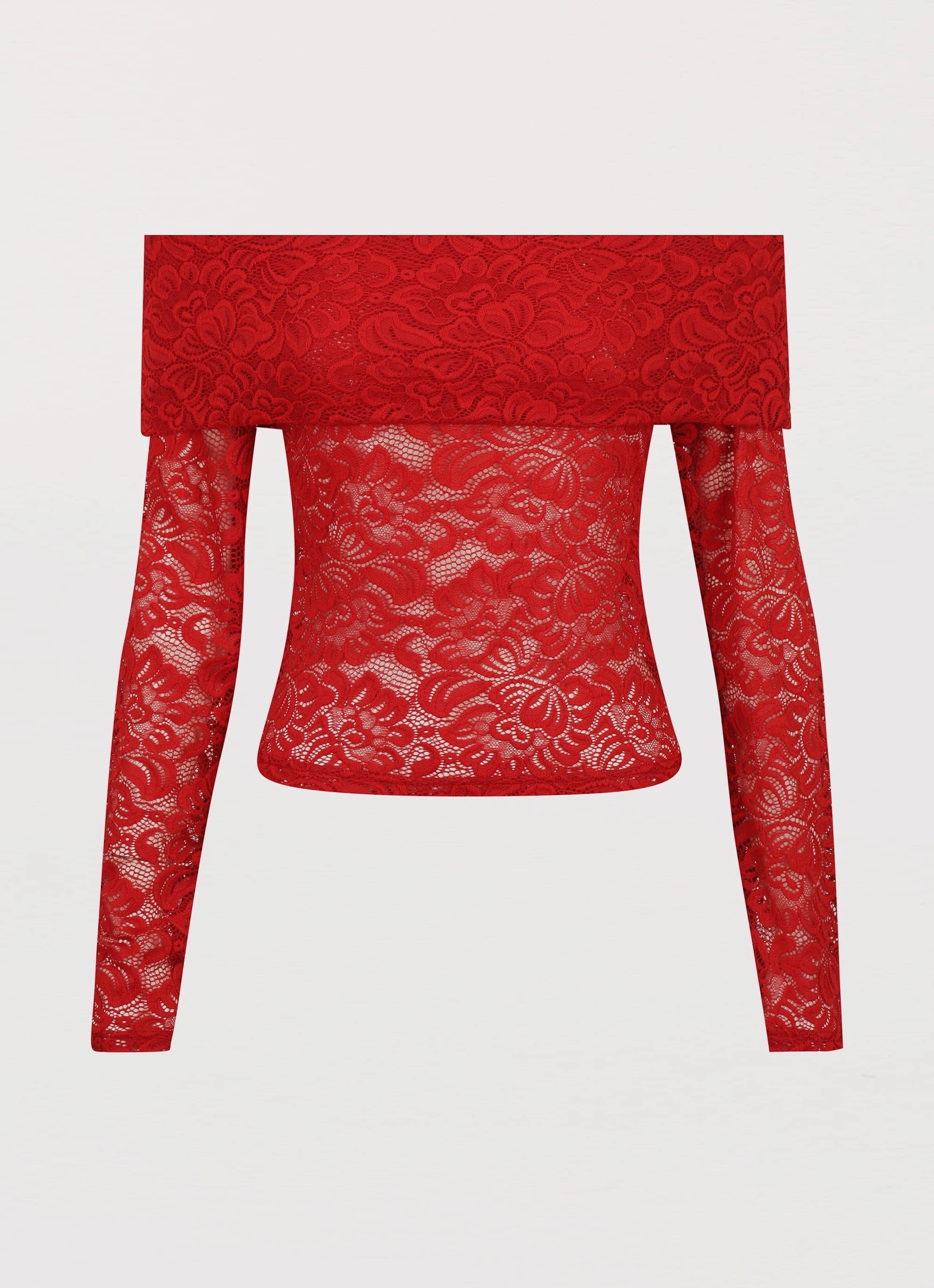 Zephyra Lace Long Sleeve Top - Red bedroom