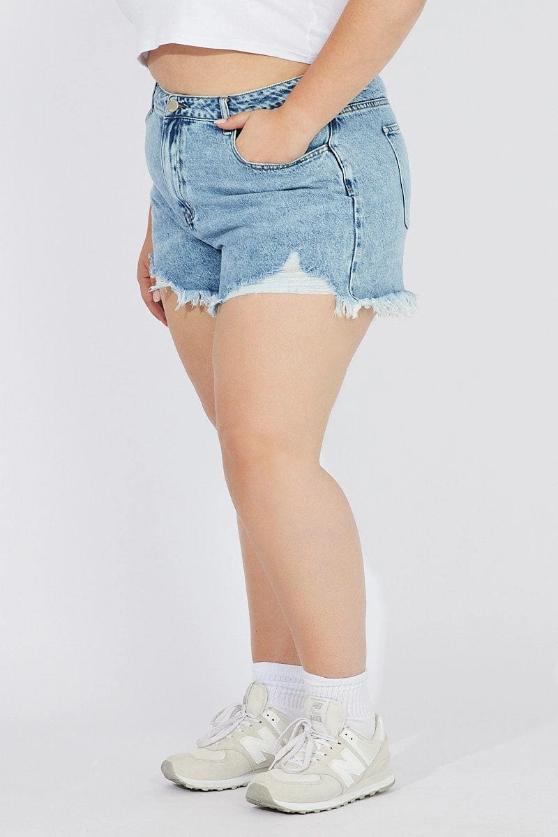 Denim Relaxed Shorts High Rise Smooth Fit