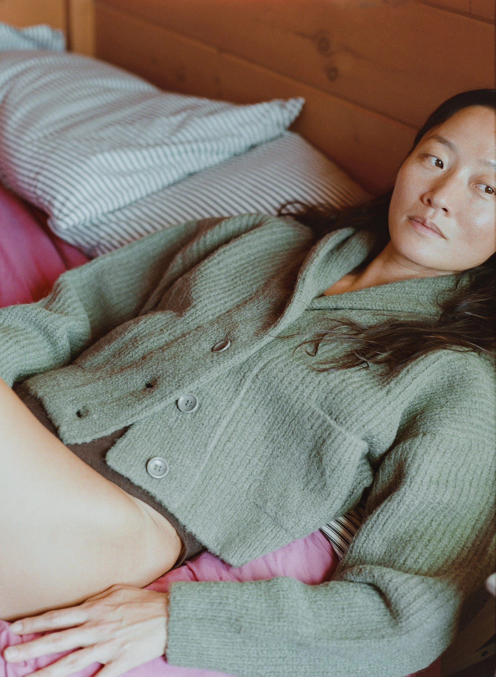 Cold Weather Wear Sloan Cardigan, Alpaca Blend, Moss